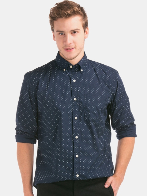 

GAP Men Navy Blue True Wash Dot Standard Fit Shirt