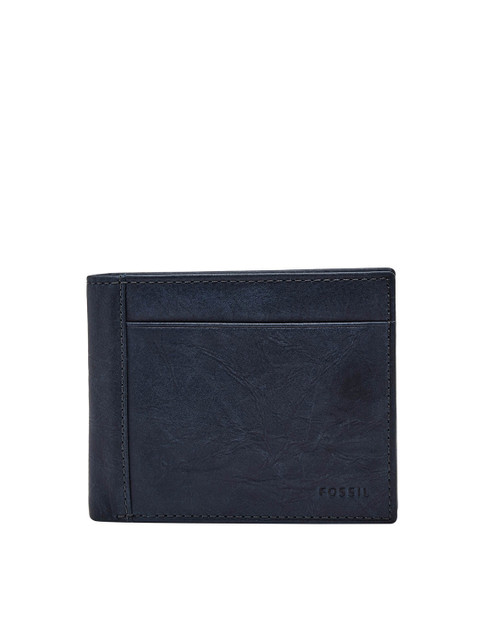 

Fossil Men Navy Blue Textured Leather Two Fold Wallet
