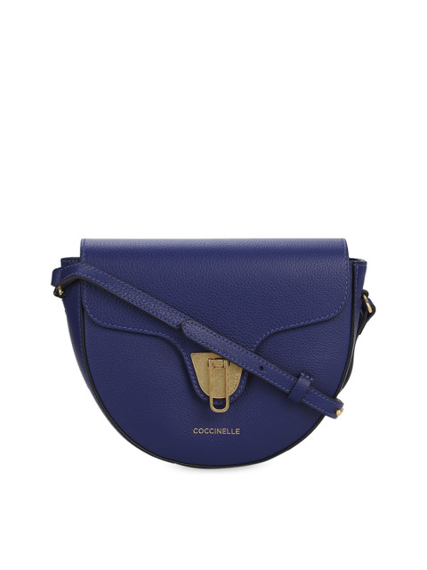 

Coccinelle Blue Solid Leather Half Moon Sling Bag