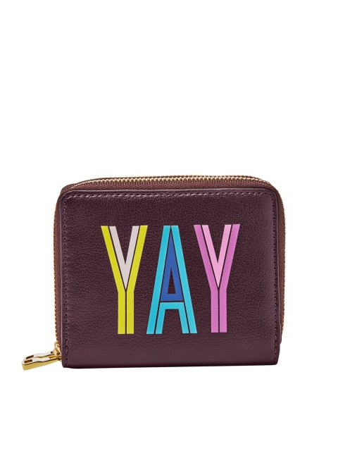 

Fossil Women Burgundy Typography Solid Zip Around Wallet