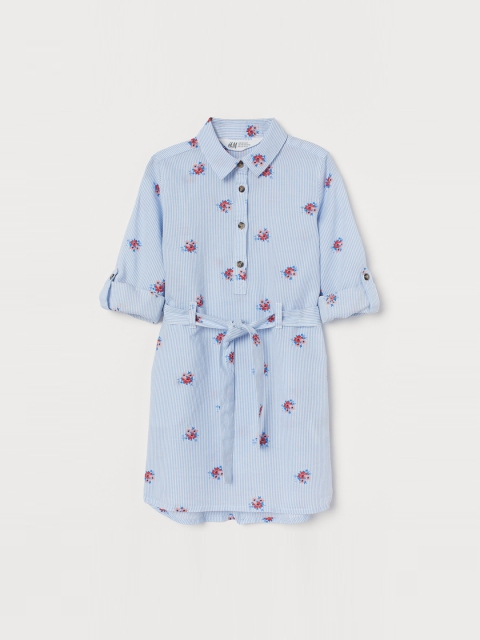 

H&M Blue Belted Shirt Dress