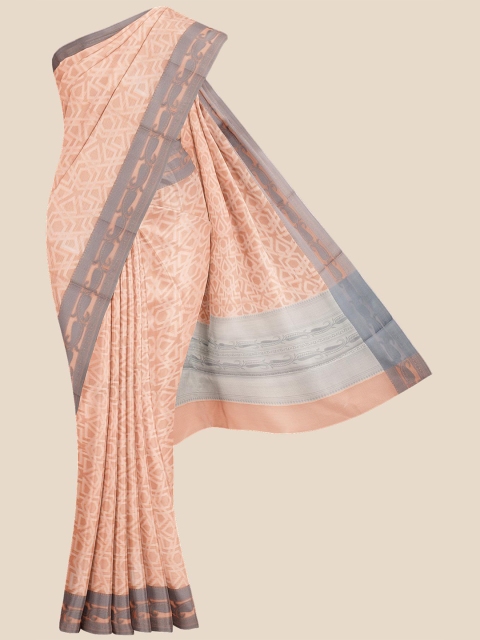 

KLM Fashion Mall Peach & Grey Pure Cotton Kota Saree