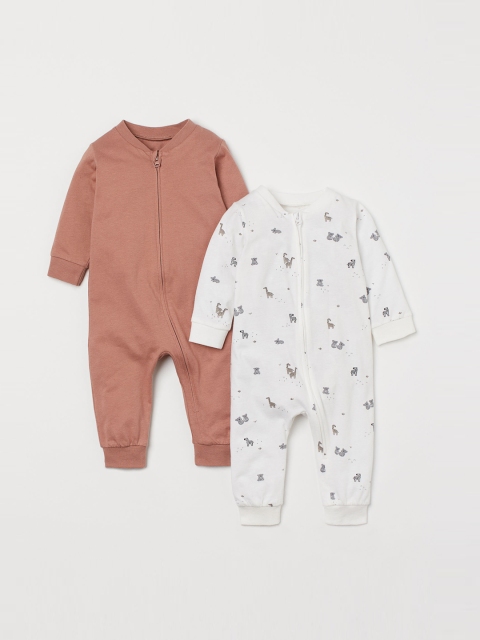 

H&M Girls 2-Pack Zip-Up Pyjamas, White
