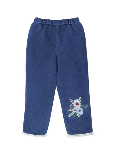

Daffodils GIRLS WEAR Girls Blue & White Printed Skinny Fit Capris