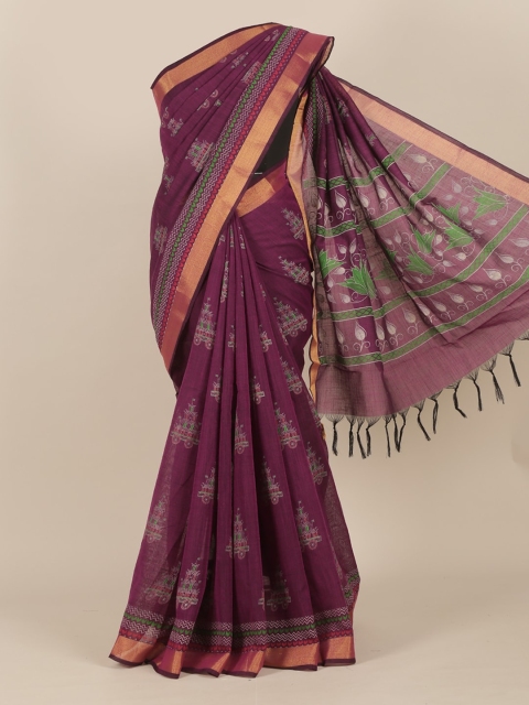 

Pothys Violet & Gold-Toned Woven Design Zari Saree