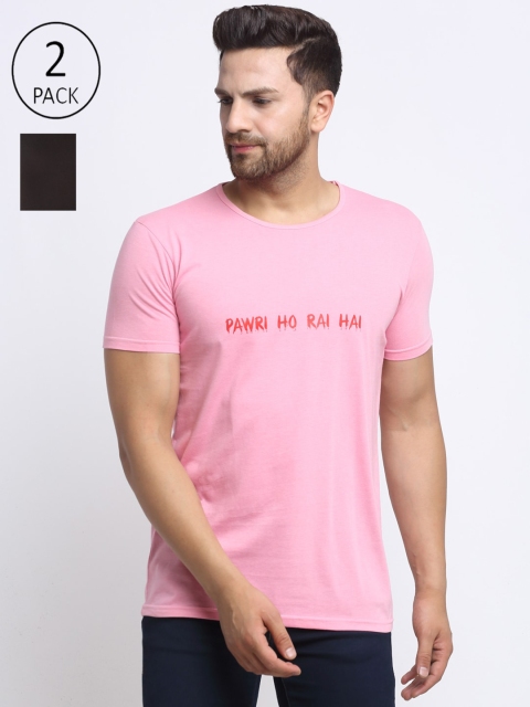 

VIMAL JONNEY Men Pack Of 2 Pink & Black Printed T-shirt