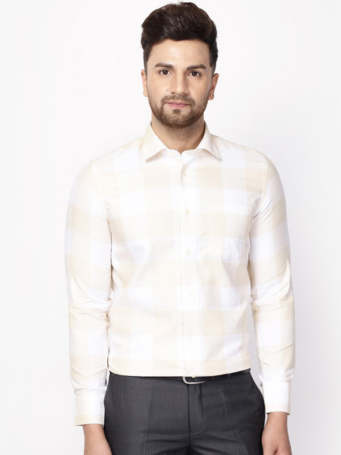 

Blackberrys Men Beige Slim Fit Checked Formal Shirt