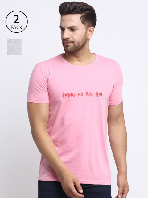 

VIMAL JONNEY Men Pink Typography 2 Printed Applique T-shirt