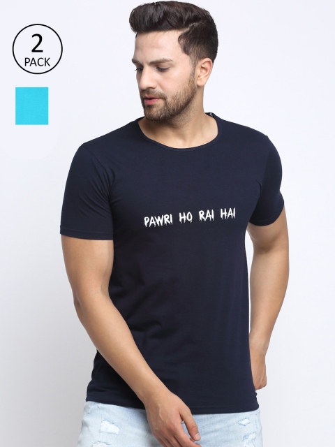 

VIMAL JONNEY Men Pack Of 2 Navy Blue & Blue Printed T-shirt