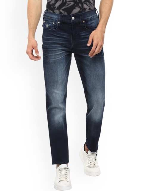 

True Religion Men Blue Highly Distressed Heavy Fade Jeans