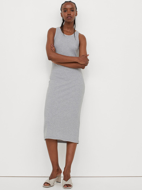 

H&M Grey Ribbed Jersey Dress