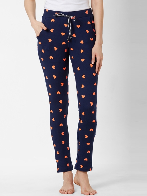 

Sweet Dreams Women Blue & Orange Printed Cotton Lounge Pants