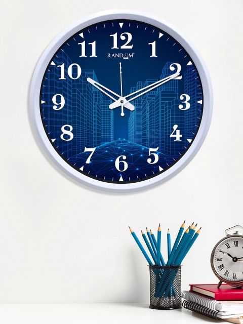 

RANDOM White & Blue Printed Contemporary 30.48 cm Wall Clock