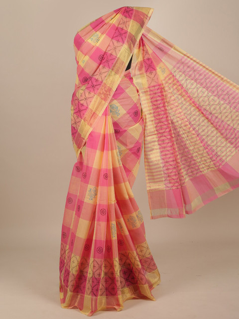 

Pothys Women Multi Cotton Blend Saree, Pink