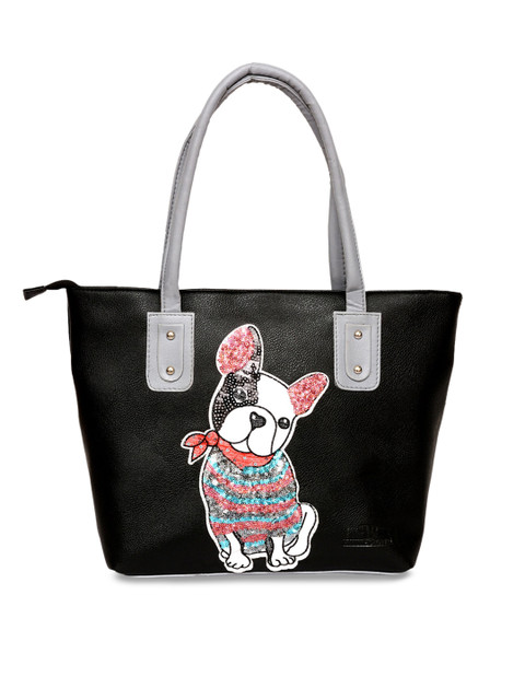 

Pink Potato Black Embellished Leather Applique Shopper Tote Bag