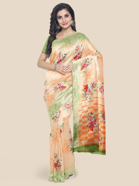 

Kalamandir Orange Floral Silk Blend Saree