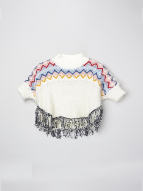 

max Girls Cream Coloured Printed Sweater