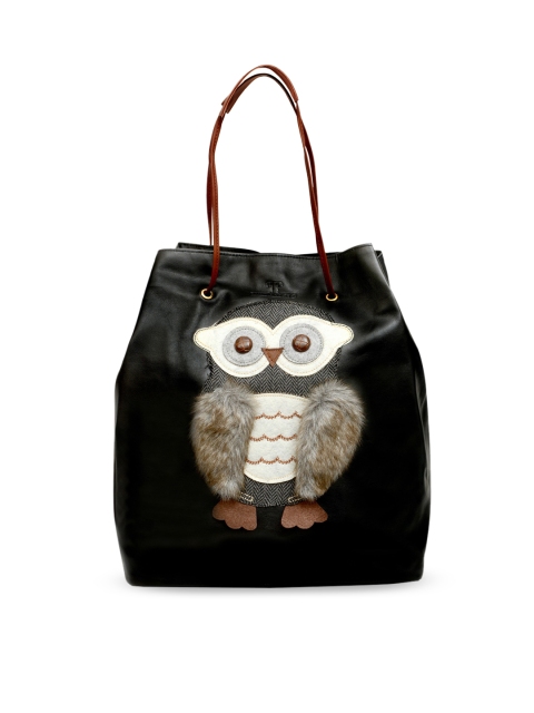

Pink Potato Women Black Applique Bucket Bag