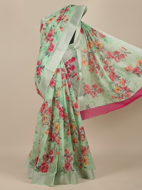 

Pothys Green & Red Floral Saree