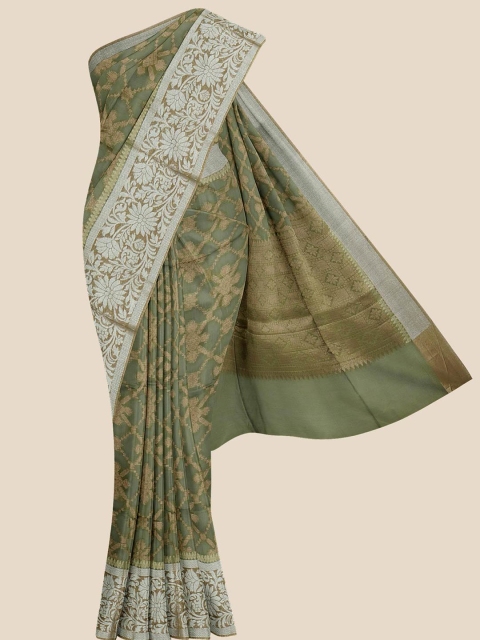 

Kalamandir Olive & Brown Woven Design Banarasi Saree