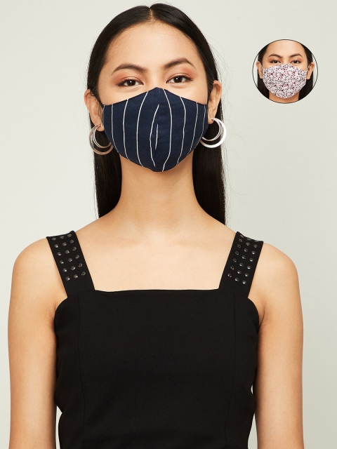 

Ginger by Lifestyle Women Pack Of 2 2-Ply Cotton Reusable Cloth Mask, Navy blue