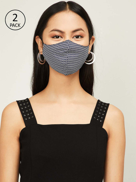 

Ginger by Lifestyle Women Pack of 2 Printed 2-Ply Reusable Cloth Masks, Navy blue