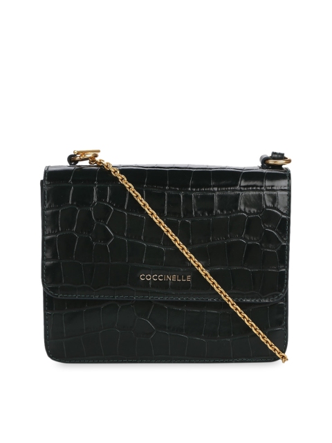 

Coccinelle Green Animal Textured Leather Sling Bag