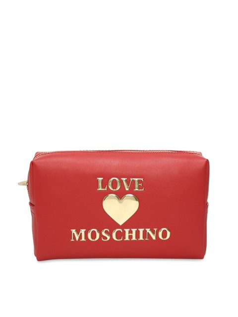 

LOVE MOSCHINO Women Red & Gold Tone Typography Printed Travel Pouch