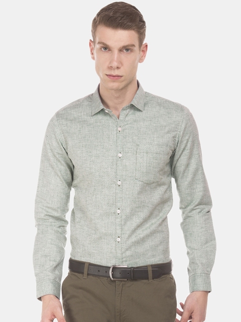 

Excalibur Men Green Jacquard Slim Fit Casual Shirt