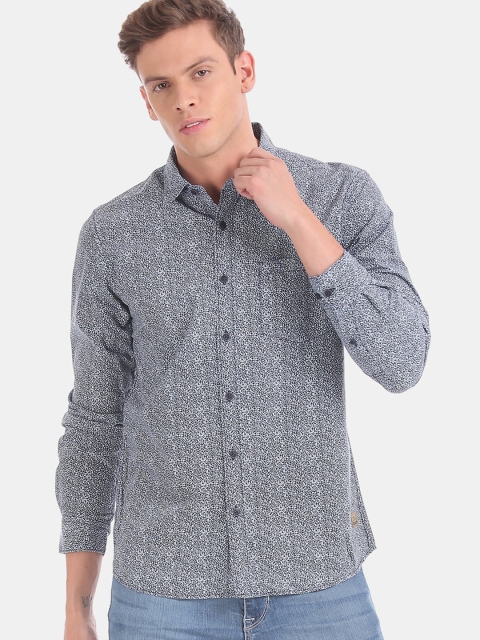 

Newport Men Navy Blue Printed Casual Shirt