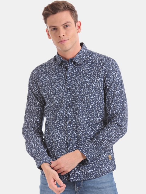 

Newport Men Navy Blue Printed Casual Shirt