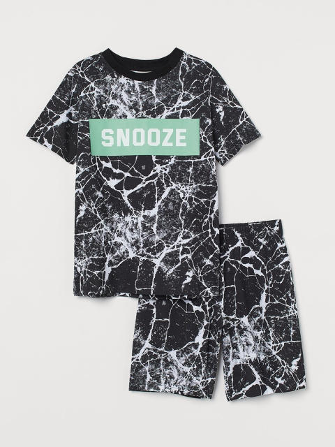 

H&M Boys Black Printed Cotton Jersey Pyjamas