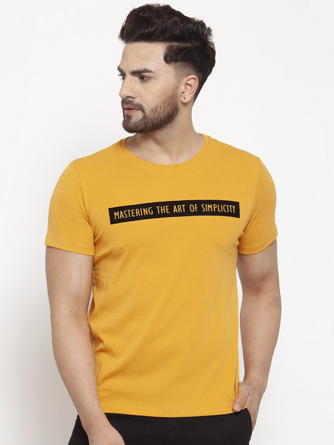 

Global Republic Men Mustard Typography NA Slim Fit T-shirt NA