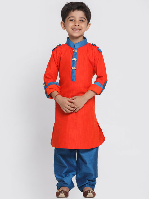 

JBN Creation Boys Red Pure Cotton Kurta with Dhoti Pants