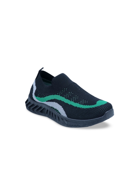 FEETWELL SHOES Unisex Kids Black Woven Design Slip-On Sneakers