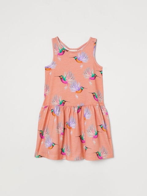 

H&M Girls Orange & Blue Patterned Jersey Dress