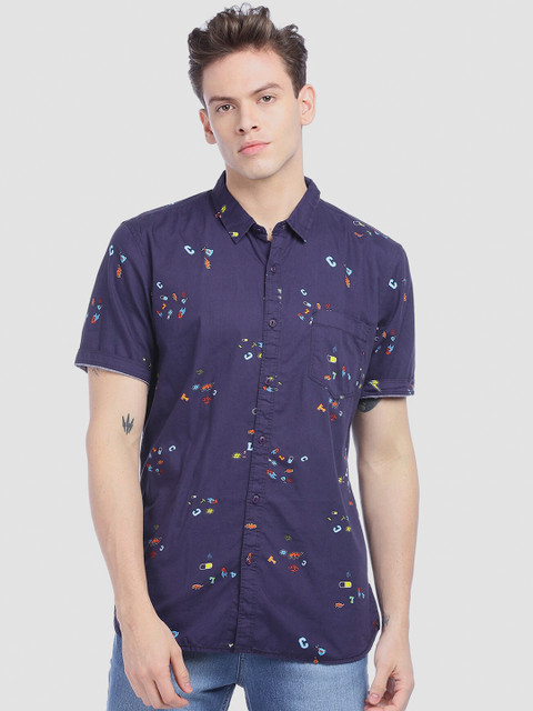 

Colt Men Blue Printed Casual Shirt