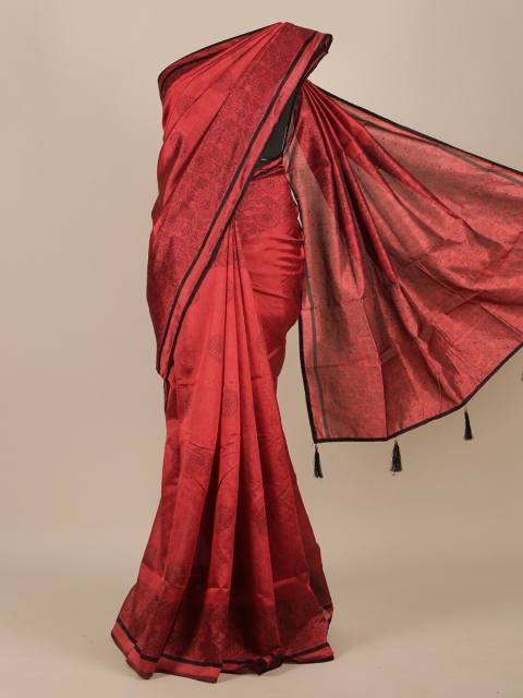 

Pothys Rust Red & Black Floral Saree