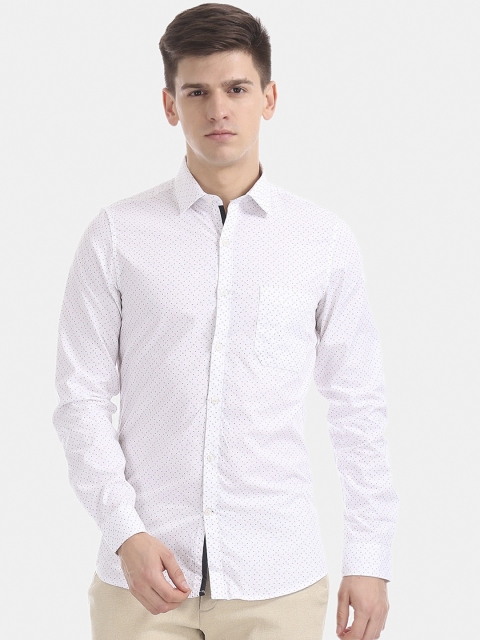

Excalibur Men White Skinny Fit Printed Cotton Casual Shirt