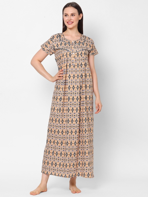 

Sweet Dreams Brown Printed Maxi Nightdress
