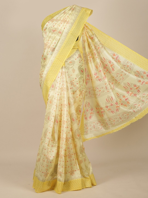 

Pothys Yellow & Red Ethnic Motifs Cotton Blend Saree