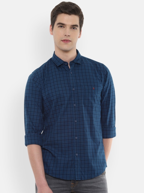 

Louis Philippe Jeans Men Navy Blue Slim Fit Checked Casual Shirt