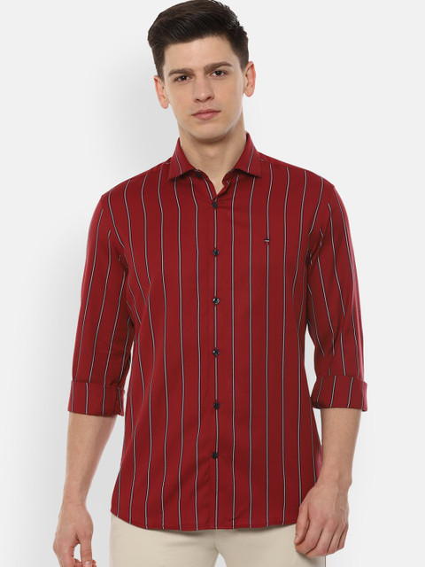 

Louis Philippe Sport Men Maroon Slim Fit Striped Casual Shirt
