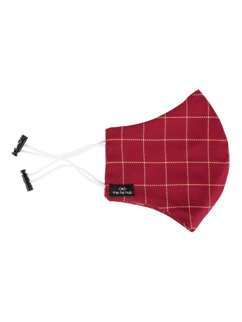 

The Tie Hub Unisex Maroon & Beige Checked 2-Ply Reusable Cotton Customize Cloth Face Mask