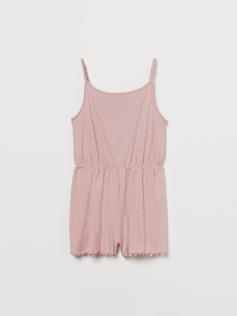 

H&M Girls Pink Solid Pointelle Pyjama Playsuit