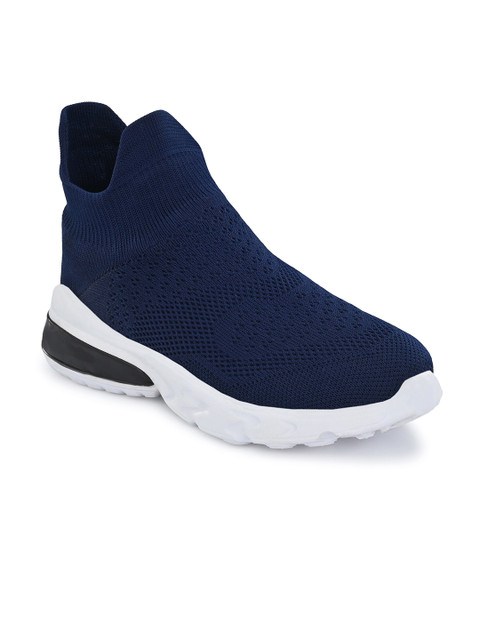 

mr wonker Men Navy Blue Mesh High-Top Running Shoes