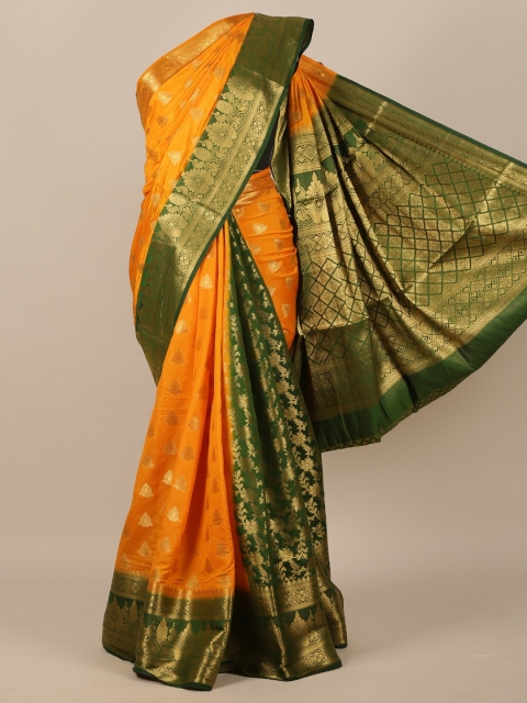 

Pothys Yellow & Green Woven Design Zari Jute Silk Saree