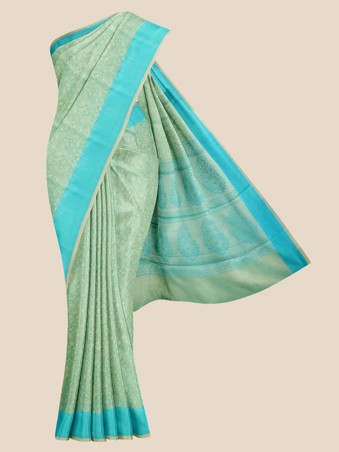 

Kalamandir Sea Green & Turquoise Blue Woven Design Zari Silk Blend Banarasi Saree