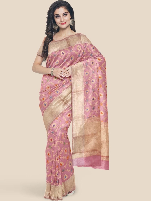 

Kalamandir Pink Ethnic Motifs Zari Banarasi Saree