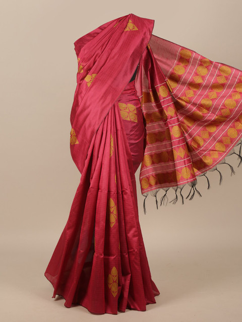 

Pothys Pink Ethnic Motifs Jute Silk Saree